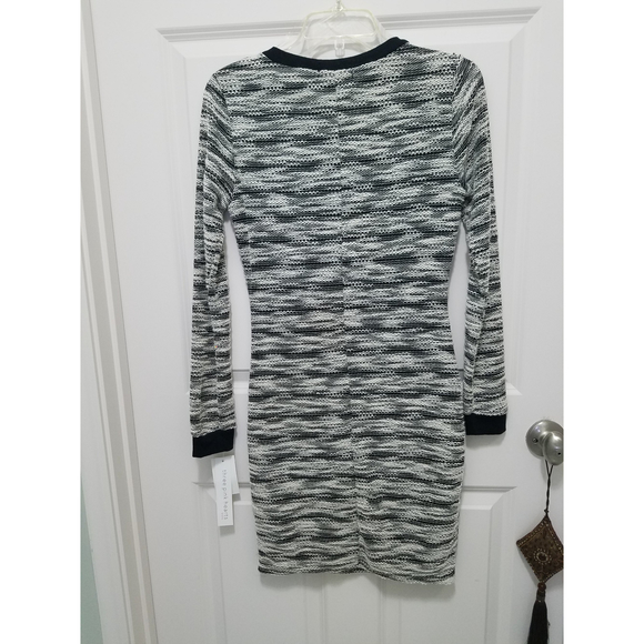 NWT Three Pink Hearts Black Gray Lined Scoop Neck Long Sleeve Pencil Cut Sz S - Picture 10 of 11